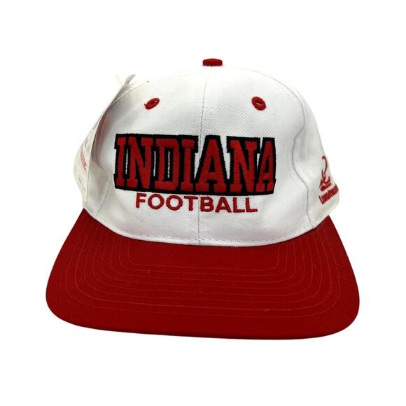 Vintage Indiana Football Hat Deadstock Snap Back Hoosiers Red Baseball Cap - Picture 1 of 7
